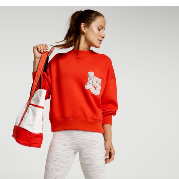 NWT Calia Pique Scuba Neck Red Sweatshirt Sz XL $98 - Picture 2 of 7